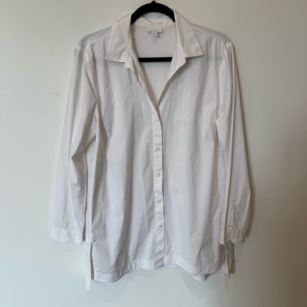 J.Jill Classic White Button Down Shirt Womens Size Large Work Office Career
